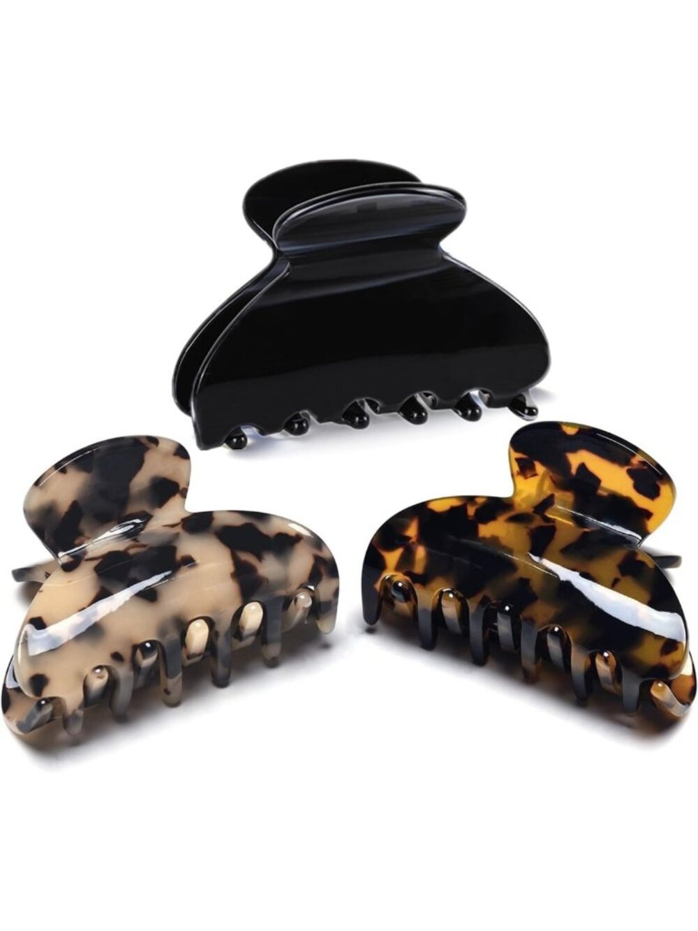 Tortoise & Leopard Print Medium Hair Claw Clips for Women - 3 Pack Hair - Picture 1 of 9